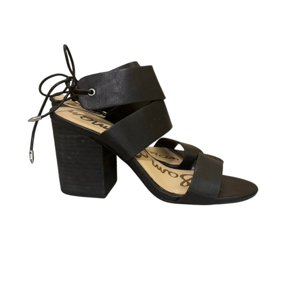 Sam Edelman Valerie Lace Up Black Block Heel‎ Sandals Women's Size 7.5